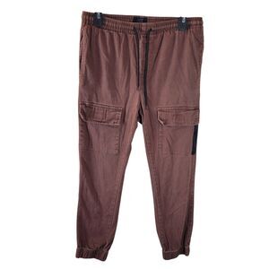Triumph Tragedy Mens Size 30 Brown Solid Elastic Waist Cargo Jogger Pants